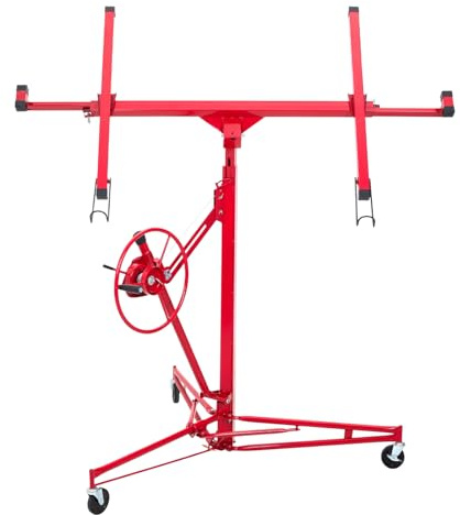BTGGG 11FT Heavy Duty Plasterboard Lifter Drywall Lifter with Wheels, Hoist Panel Plaster Board Lift (Red)