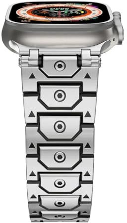 dongriuk Correa de acero inoxidable para Apple Watch Ultra 2, correa de metal para iWatch series 10/9/8/7/6/5/4/se, pulsera ajustable.(Silver black,42mm 44mm 45mm 49mm)