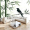 Papel pintado 200 x 140 cm Papel tapiz fotográfico Fotomurales Vista 3D Planta bambú pájaro Oficina Lana Decoración De Pared Sala Cuarto Verde Negro