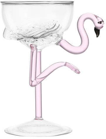 BESTYASH Decorative Flamingo Wine Goblet Transparent Cocktail Glass Reusable Flamingo Shape Martini Glass for Wedding Christmas Birthday Parties Family Gatherings