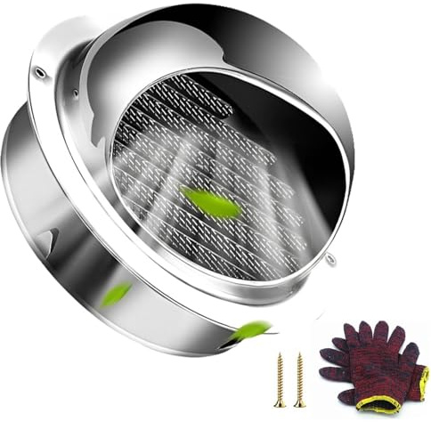 50mm-300mm Silver Edelstahl Air Vent Lüftungsgitter Abdeckung, Abdeckung Dunstabzug Außen, Dicker Edelstahl 304 Wandanschluß Abluft, Für Bad Küche Garage Wohnmobil(50mm/2.0in)