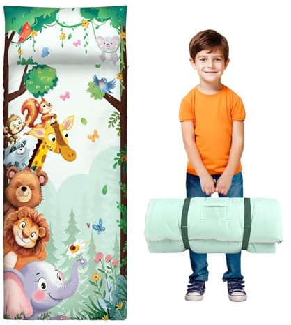 Sac de Couchage pour Enfants avec Oreiller Amovible et Couverture 150*60cm