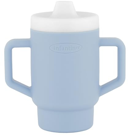 INFANTINO My 1st Tiny Tumbler, Silicone Sippy Cup with Straw & Handle, Spill-Resistant Baby Cup for On-the-Go, BPA-Free Transition Cup, Clarity