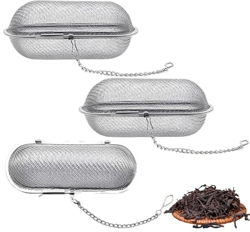 3 StüCke GewüRzsieb, GewüRzsieb Zum Mitkochen, GewüRzbeutel Zum Mitkochen, GewüRzsäCkchen, Teefilter Mit Kette,GewüRzsäCkchen Zum Kochen,GewüRzkugel,Teekugel,Tea Strainer,FüR GewüRz/Tee Sieb ZubehöR