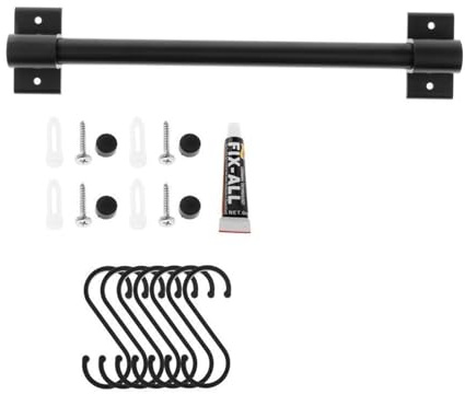 YGLEEULI Küchenreling mit 1 Haken, Utensilienhalter zur Wandmontage, for Utensilien-Set und Kochgeschirr Hakenleiste Hängend(7 Hooks 50cm)