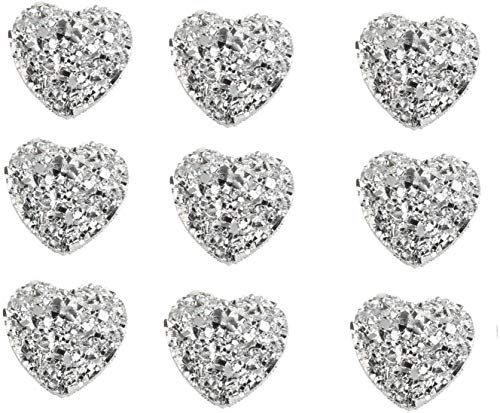 40 x con forma de corazón gemas de plata 12 mm, parte trasera plana calidad Resina Adornos para artesanía