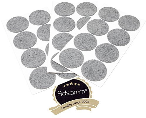 Adsamm® / 24 x Selbstklebende Filzgleiter/Grau/ø 60 mm/Rund/Möbelgleiter aus Filz mit 3.5 mm Stärke/Möbel- und Bodengleiter