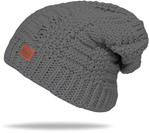 CLEOSTYLE Damen Wintermütze/Beanie/warme Strickmütze 13 (Dunkelgrau)