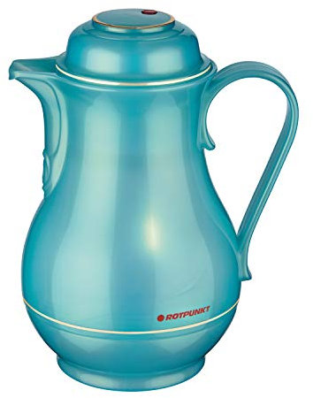 ROTPUNKT Isolierkanne 830 Christa 1,2 l | Zweifunktions-Drehverschluss | BPA-frei - gesundes Trinken | Made in Germany | Warm + Kalthaltung | Glaseinsatz | Shiny aquamarin
