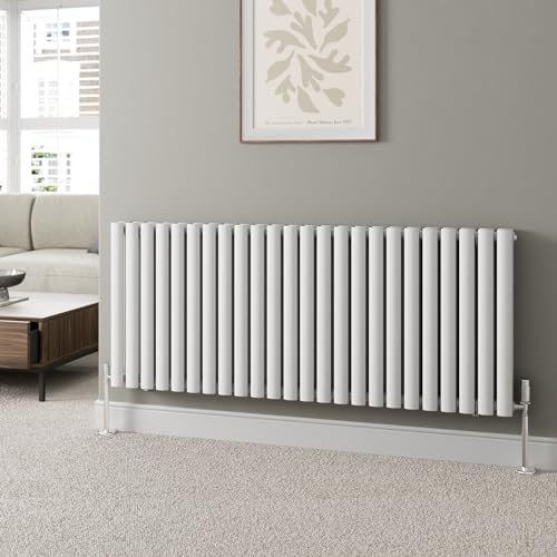 DuraTherm® 600 x 1440mm White Horizontal Designer Radiator Double Column Oval Tube Modern Central Heating Panel Bathroom Radiators