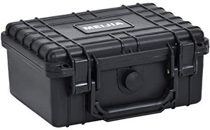 MEIJIA Portable Waterproof Protective Hard Case,Compact Camera Case with Customizable Fit Foam,Elegant Black,Fit for Drones,Camera,Lens, 9.17inchx7.56inchx4.33inch