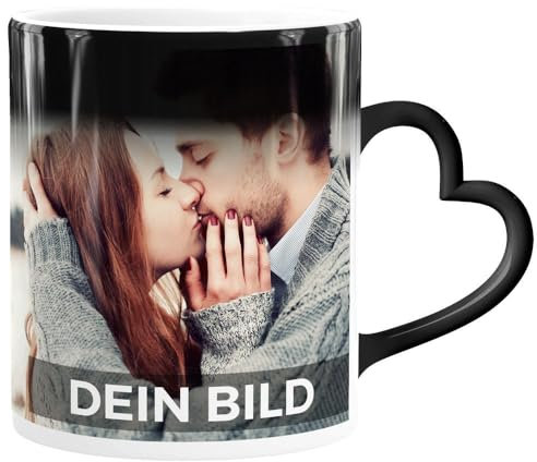 SpecialMe® Zaubertasse Herzhenkel Farbwechsel Tasse mit eigenem Foto Geschenkideen Liebe personalisierte Geschenke weiß Magic-Herz-Tasse