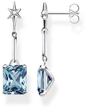 Thomas Sabo Damen Ohrringe blauer Stein mit Stern silber, 925 Sterlingsilber