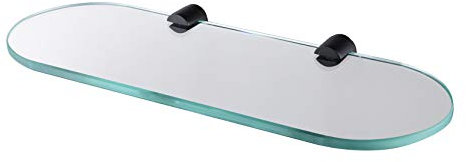 HomeHeng Glasregal Glasablage Duschregal Duschablage Glas 8mm Glasregal Bad Glas Ablage Dusche 35cm mit Glashalter Wandmontage Halterung Zylindrisch Mattschwarz, E3307-35MB