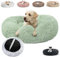 JRUI Hundesofa für Grosse Hunde, Rund Plüsch Hundebett Hundekissen Waschbar Katzenbett Flauschig Hundekörbchen Donut Hundehöhle für Mittelgroße Hunde - Grau 110x110x20cm- Hellgrün Ø 70 cm