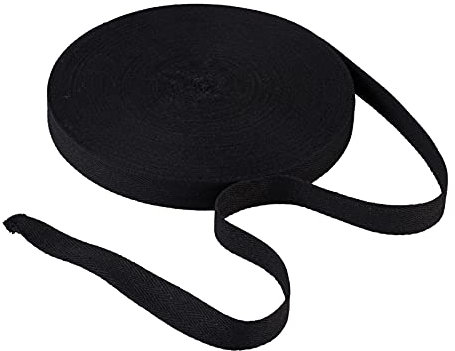 Craftdady Köperband aus Baumwolle, 45 m lang, 20 mm breit, schwarzes Twillgurtband mit Fischgrätenmuster, zuschneidbar, zum Nähen und Basteln, für Kunsthandwerk, Wimpelketten, Geschenkverpackungen