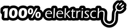 Aufkleber Hinweis 100% elektrisch KfZ E-Auto Schild Folie selbstklebend, schwarz/weiss | 250x55mm Made in Germany