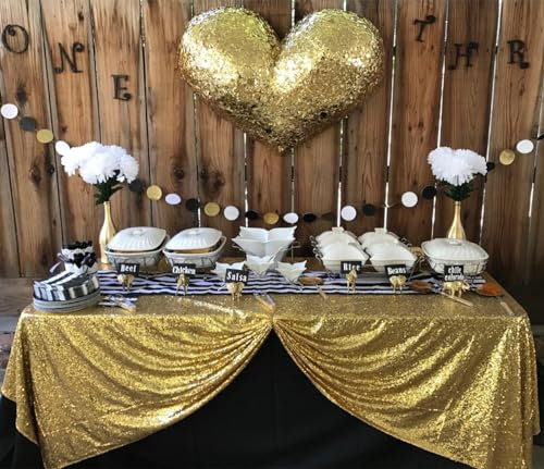 Goldene Tischdecke Schimmer Goldene Tischdecke 50x80-Zoll Große Gatsby Dekorationen Pailletten Tischdecken Glitzer Tischdecke Dekorationen für Party Hochzeit Tischdecken