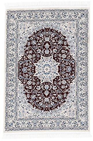 carpetfine Orientteppich Nain Diane Rot 200x290 cm | Tradtioneller Teppich für Schlaf- und Wohnzimmer