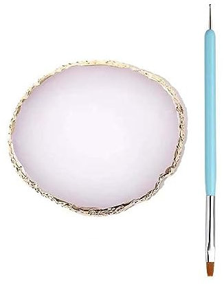 Meiyea Nail Art Palette, Polish Mix Palette Manicure Tool With 1 Pcs Doubel Ended Nail Art Brushes(White)