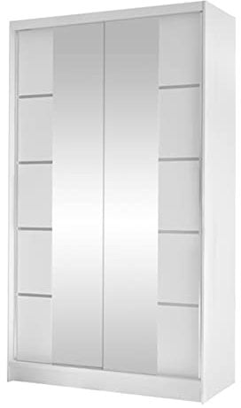 Mirjan24 Kleiderschrank Camtalo V mit 2 Spiegel, Schwebetürenschrank, Garderobenschrank mit Kleiderstange und Einlegeboden, Schlafzimmerschrank (weiß)