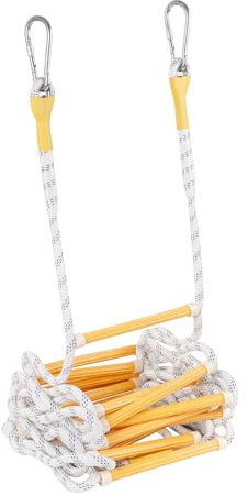EMEKIAN Emergency Fire Escape Ladder Flame Resistant Safety Extension Rope with 2 Hooks, 2 to 6 Story Homes Reusable Compact Portable External Ladder (7.6 M / 25 FT)