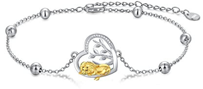 LONAGO Löwen Armband 925 Sterling Silber Süßer Löwe mit Lebensbaum Armband Schmuck für Damen