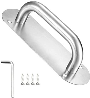 TXErfolg Sliding Door Handles Stainless Steel Sliding Door Handle with Plate Barn Door Handles with Hex Key Garden Door Handles for Cupboard Barn Door Sliding Doors(200 x 65 mm)