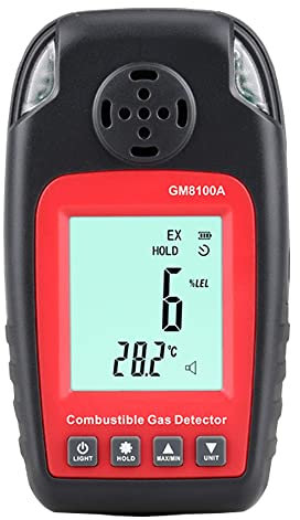 GM8100 Hydrogen Sulfide Gas Detector Air Quality Monitor Gas Leak Detector with Sound, Light Alarms, Portable Sensitivity Combustible Gas Sniffer