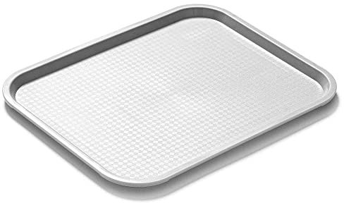 Forgast Rechteckig Fast Food-Tablett | 45x35cm | Grau | Bruchsicheres Serviertablett | Kunststofftablett | Servierplatten für Restaurant, Couchtisch, Küche, Esszimmer Café, Fast Food, FG12535