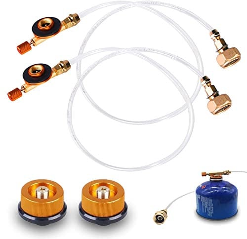 Lot de 2 Adaptateurs de Cartouches de Gaz pour Cuisinière de Camping - Recharge de Propane, Utilisation Extérieure, Valve