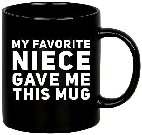 Panvola My Favorite Niece Gave Me This Mug Funny Uncle Aunts Gifts from Niece Nephew Mothers Day Fathers Day Birthday Anniversary Ceramic Mug (Black, 11 oz)