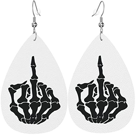 Fuck You Lederohrringe für Frauen, baumelnder Ohrring, Tropfenanhänger mit Haken, Geschenke für erwachsene Mädchen
