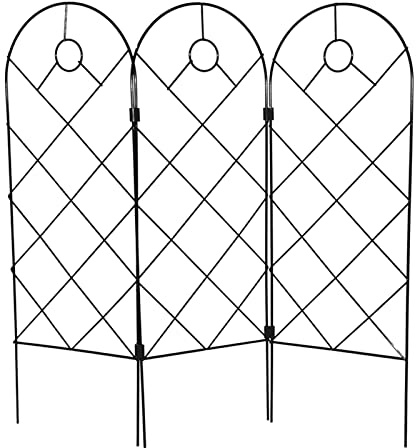 Fulenyi Rankgitter Metall, 3er Set, zum Stecken, Rankhilfe für Kletterpflanzen, 58 x 20 cm, Spalier Garten, Schwarz