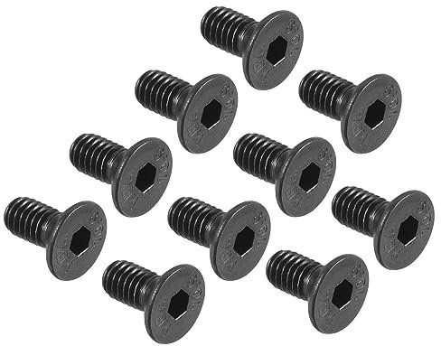 QUARKZMAN M4 x 8mm Hexagonal Zócalo Plano Cabeza Avellanado Tornillos x 50uds 10.9 Carbono Acero Hueca Cabeza Tornillos Pernos para Maquinaria y Muebles, [Negro]