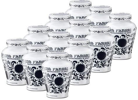Food-United AMARENAKIRSCHEN 12x600g Opaline | FABBRI 1905 | in Sirup | Halb-Kandiert | Amarene | Amarena-Kirschen aus Italien | fabbri amarena cherries | für Joghurt-Eis Dessert Topping Cocktail