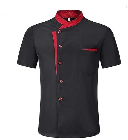 CHOUBAGUAI Unisex Restaurant Küchenchef-Uniform-Hemd, Kurze/Lange Ärmel, Kochjacke, Arbeitskleidung, Kurze Ärmel, XXXL