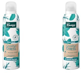 Kneipp Schaum-Dusche Goodbye Stress - feuchtigkeitsspendender Dusch-Schaum mit ätherischen Ölen aus Rosmarin & Wasserminze für mehr Energie - vegan - 200ml (Packung mit 2)