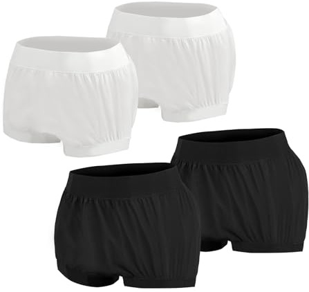 AQX Stoffwindelüberzüge für Erwachsene, wiederverwendbar, wasserdicht, Unterwäsche bei Inkontinenz, auslaufsicher, hohe Taille, Kunststoffhosen, 4 Stück (Schwarz und Weiß, XL)
