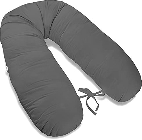 170cm Groß XXL Stillkissen Schwangerschaftskissen Lagerungskissen Seitenschläferkissen mit abnehmbarem Bezug ekmTRADE (30 – Grau, Kissen + Bezug)