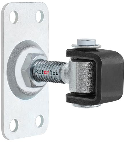 KOTARBAU® Torband Verstellbar Türangeln M12 zum Verschrauben rechteckig 4 Löcher S235JR Stahl Galvanisch Verzinkt Türscharniere Silber Einstellbares Scharnier Torscharniere Türband Torangel