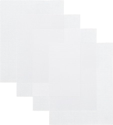 ItMvmt 8 lonas de plástico, 8 telas de malla de punto de cruz, nudos de lona, lona hecha a mano, malla de plástico, accesorios para manualidades y proyectos de costura, color blanco, 20 x 33 cm