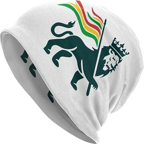 Reggae Rasta-Flagge Löwe Slouchy Beanie Skull Cap Strickmütze Weiche Sturmhaube Baggy Hut Outdoor für Herren Damen, Siehe Abbildung, One size