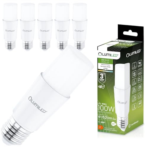 Lumiled 6x E27 LED Lampen Stabform 15W LED (100W) Stick Birnen Glühbirne 1521lm Neutralweiß 4000K Maiskolben Leuchtmittel Energiesparlampe Blendfreie Beleuchtung für Leselampe T45 Stablampe