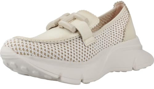 Hispanitas - HV243306 Nata - Zapato mocasín Calado con cuña, de Malla y Piel, sin Cordones, Suela de Goma, para: Mujer Color: Nata Talla:41