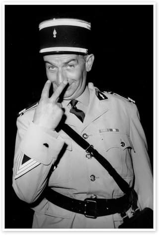 Louis de Funes, 1971 Poster 70 x 100 cm Schwarz-Weiß Wandbilder Wanddeko