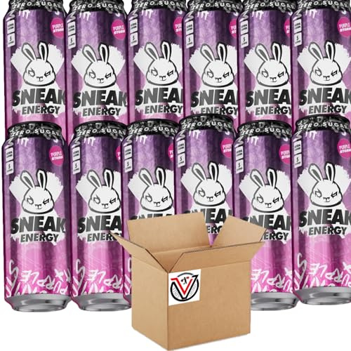Sneak-Energy Tropikilla, Purple Storm, Blizzard Lemonade, Raspberry Lemonade Can 500ml - Zero Sugar and No Artificial Colours or Flavours (12 Cans, Purple Storm)