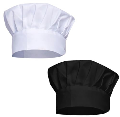 Tomedeks Gorro Cocinero Gorro Cocina Gorro Cocina Gorro Chef Gorro de Cocinero,2 Piezas, Suaves y cómodas, Lavables a máquina, Chefs