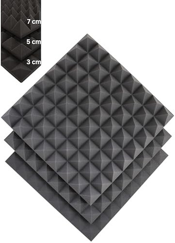 saarschaum • Akustikschaumstoff 100x150x5cm • Pyramidenschaumstoff Schallschutz • Noppenschaumstoff • Akustikpaneele zur Schalldämmung