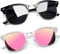 Joopin 2 Pack Semi-Rimless Polarised Sunglasses for Men, UV400 Protection Classic Half Frame Transparent Pink Sunglasses Womens Sun Glasses Black 2025 (Black+Pink)